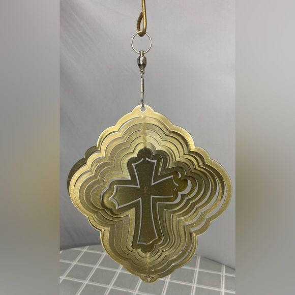 Cross Wind Spinner 12” Sparkly Gold Finish Made in USA - Picture 2 of 5